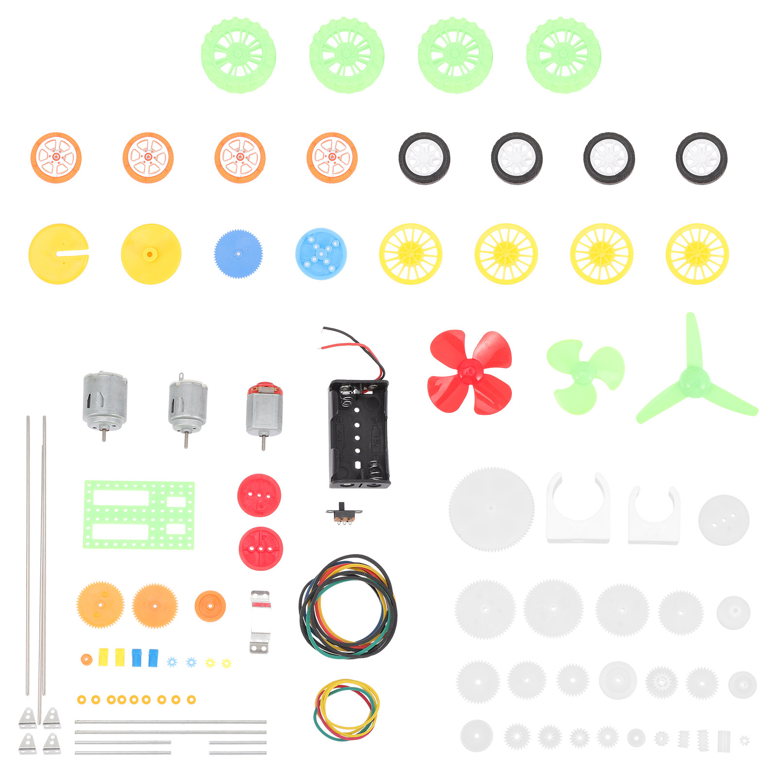 112個入り DCモーター用ギアキット、プラスチック製ホイー - Science Kit のレビューと価格