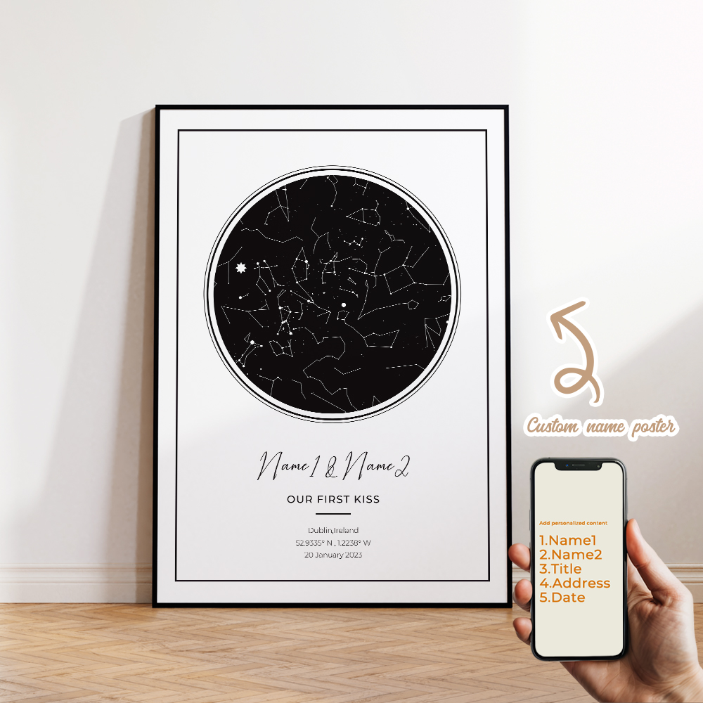 現代風カスタムパーソナライズ夜空星図ウォールアートキャンバス - Star Map Poster のレビューと価格