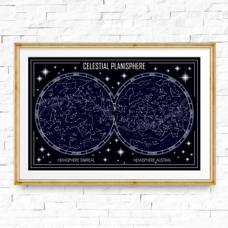天体planisphereマップキャンバスポスター幾何学的ミ - Star Map Poster のレビューと価格